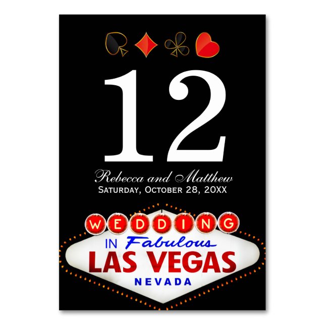 Wedding Table Number in Fabulous Las Vegas (Front)