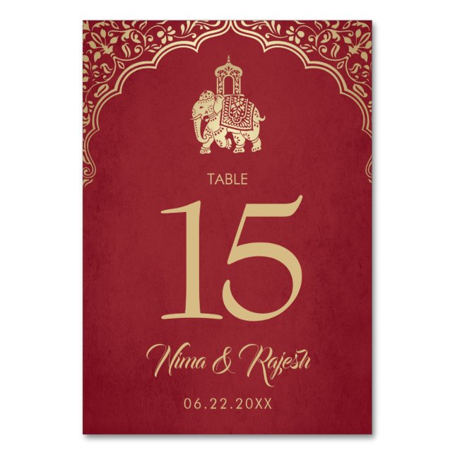 Wedding Table Number, Indian Wedding, Blue, Gold Number (Front)