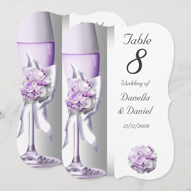 Wedding Table Number Lavender Purple Lilac Bracket (Front/Back)