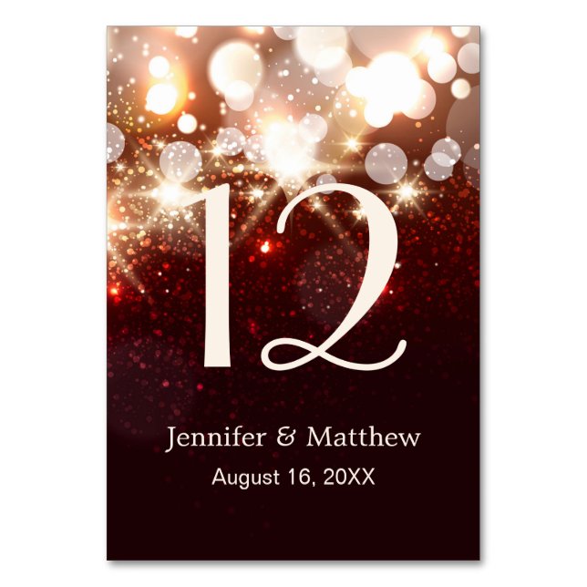 Wedding Table Number Luxury Gold Glitter Sparkles (Front)