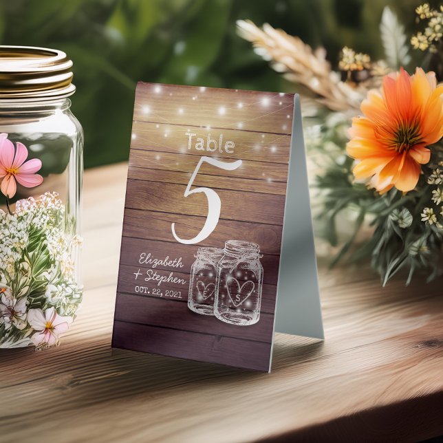 Wedding Table Number + Menu Mason Jar String Light (Creator Uploaded)