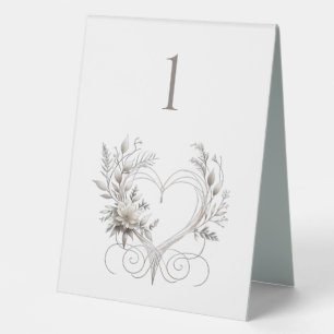 Wedding Table Number-Modern Flowers with a Heart