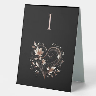 Wedding Table Number-Modern Rose Gold Flowers 