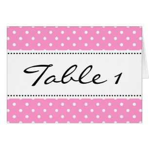 Wedding table number place cards with pink pattern
