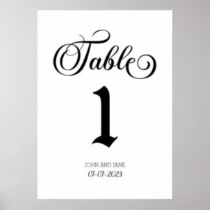 Wedding Table Number Poster