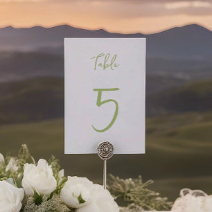 Wedding table number sage green minimalist script