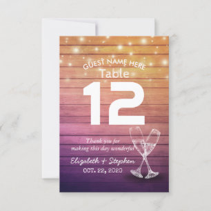 Wedding Table Number Seating Place Champagne Glass