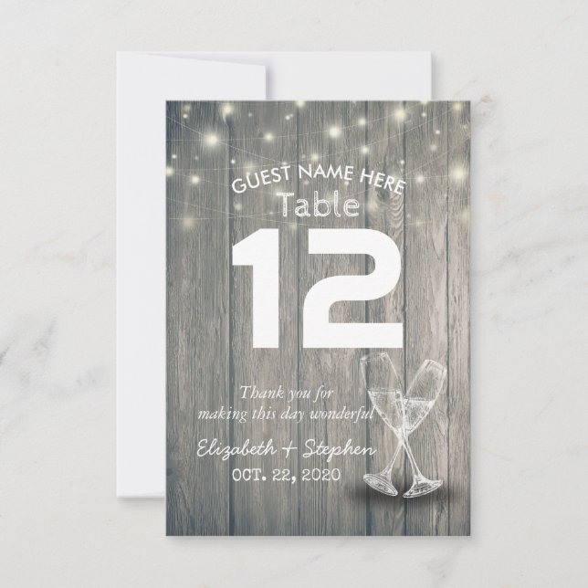 Wedding Table Number Seating Place Champagne Glass (Front)