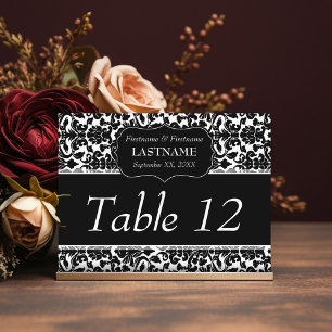 Wedding Table Number Sign Damask Pattern Postcard