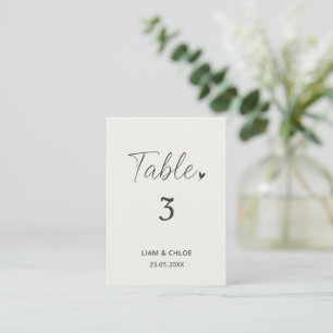 Wedding Table Number Sign - Stylish Modern Place Card