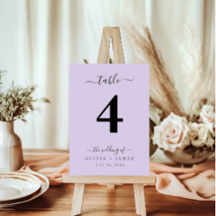 Wedding Table Number Simple Solid Purple Color