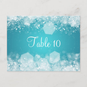 Wedding Table Number Sparkling Night Blue Postcard