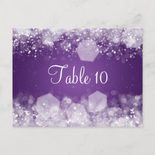Wedding Table Number Sparkling Night Purple Postcard