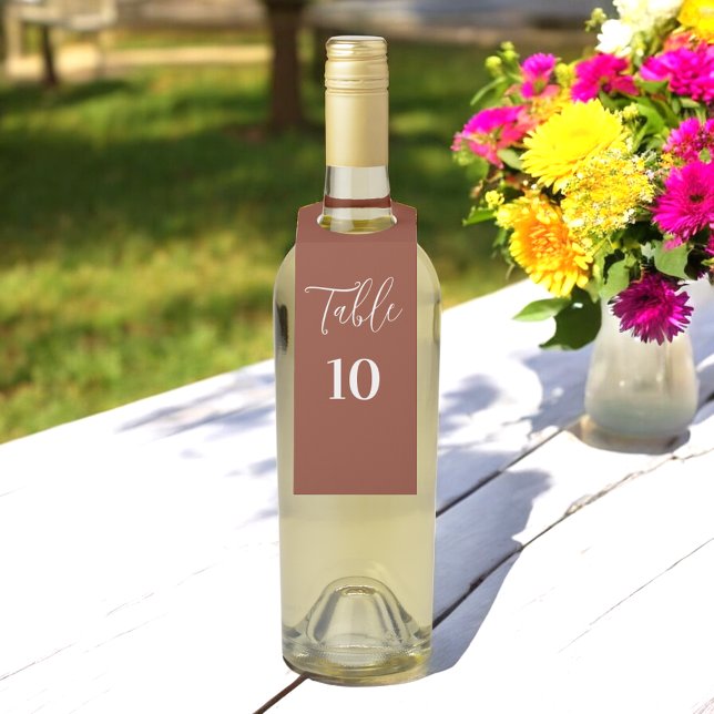 Wedding Table Number Terracotta Brown  Bottle Tag (Creator Uploaded)