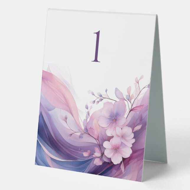 Wedding Table Number-Watercolor Cherry Blossoms (Back)
