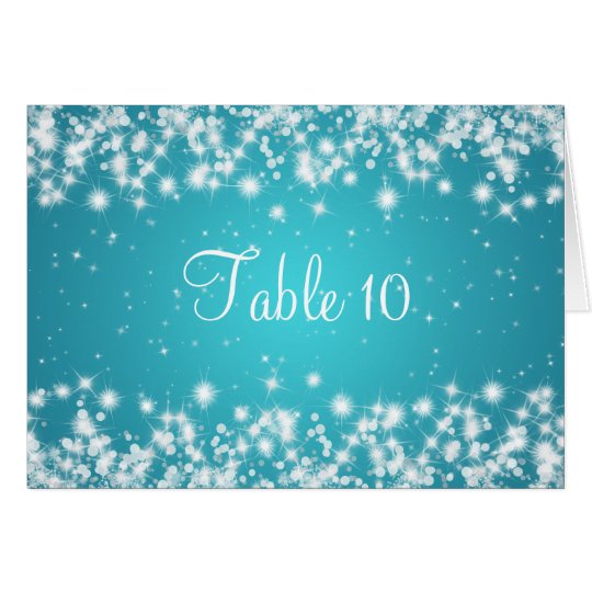 Wedding Table Number Winter Sparkle Blue