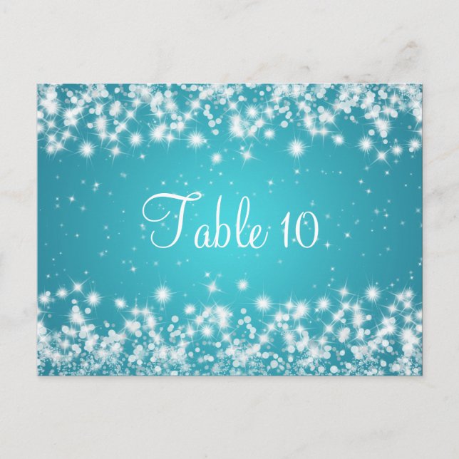 Wedding Table Number Winter Sparkle Blue Postcard (Front)