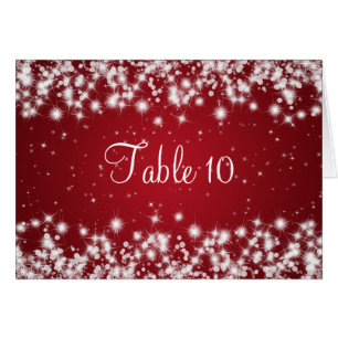 Wedding Table Number Winter Sparkle Red