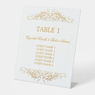 Wedding Table Number with Guest List Pedestal Sign