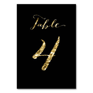 Wedding Table Numbers Black Gold Foil No. 4
