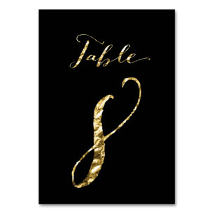 Wedding Table Numbers Black Gold Foil No. 8