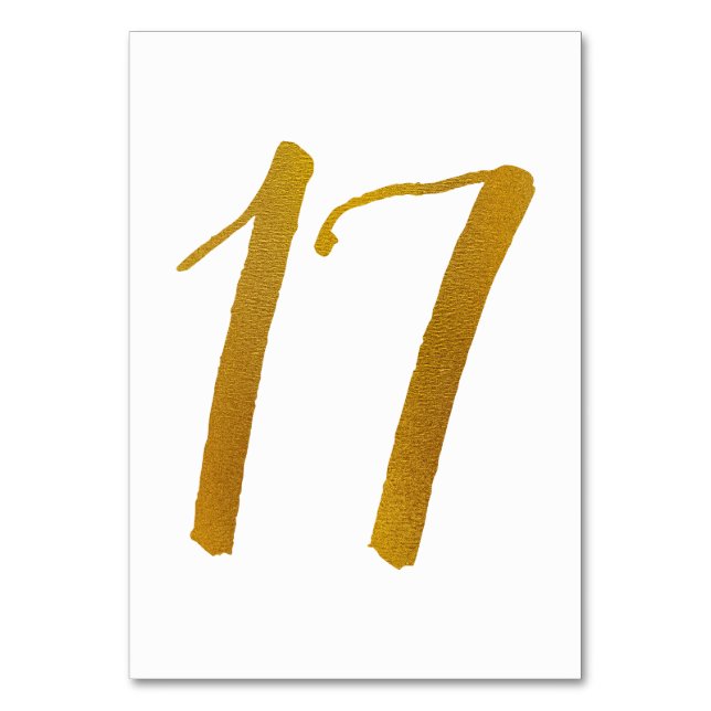 Wedding Table Numbers - Casual Brush Script -17 (Front)