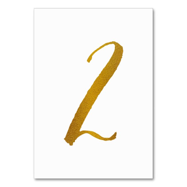 Wedding Table Numbers (Faux Gold Foil)  2 (Front)