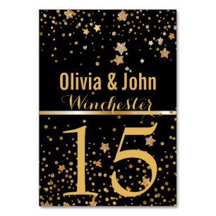 Wedding Table Numbers Festive Black Gold Stars
