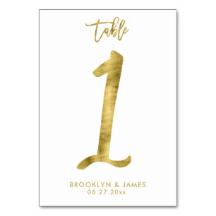 Wedding Table Numbers Gold Foil Effect Number 1