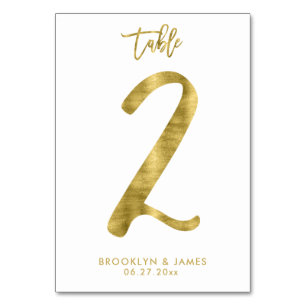 Wedding Table Numbers Gold Foil Effect Number 2