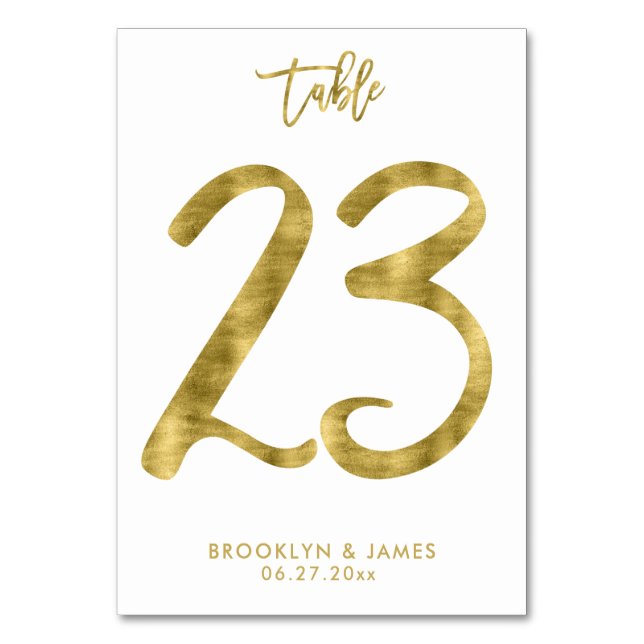 Wedding Table Numbers Gold Foil Effect Number 23 (Front)