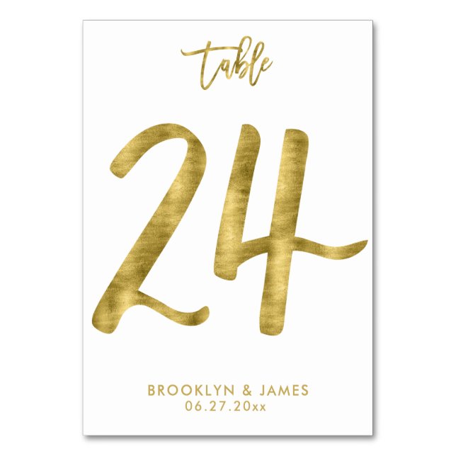 Wedding Table Numbers Gold Foil Effect Number 24 (Front)