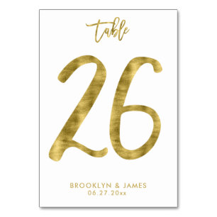 Wedding Table Numbers Gold Foil Effect Number 26