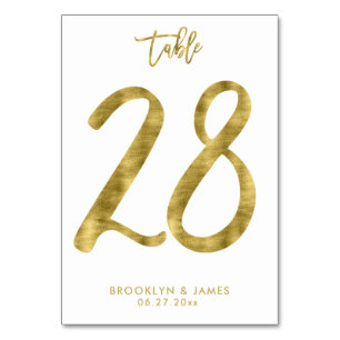 Wedding Table Numbers Gold Foil Effect Number 28