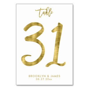 Wedding Table Numbers Gold Foil Effect Number 31