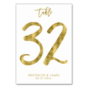Wedding Table Numbers Gold Foil Effect Number 32