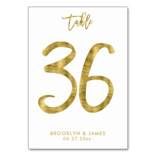 Wedding Table Numbers Gold Foil Effect Number 36