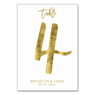 Wedding Table Numbers Gold Foil Effect Number 4
