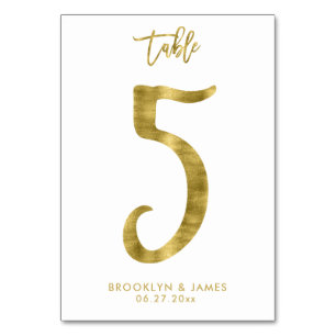 Wedding Table Numbers Gold Foil Effect Number 5