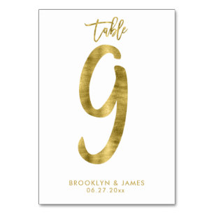 Wedding Table Numbers Gold Foil Effect Number 9