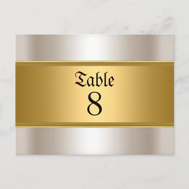 Wedding table Numbers Gold Sepia Postcard (Front)