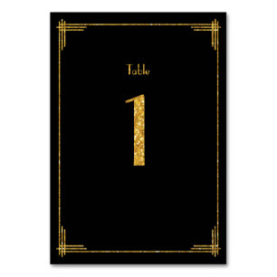 Wedding Table Numbers Gold Sequins Art Deco 1