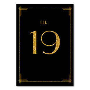 Wedding Table Numbers Gold Sequins Art Deco 19