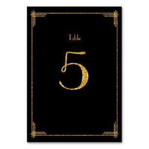 Wedding Table Numbers Gold Sequins Art Deco 5