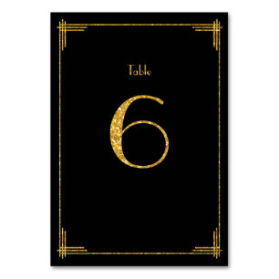 Wedding Table Numbers Gold Sequins Art Deco 6