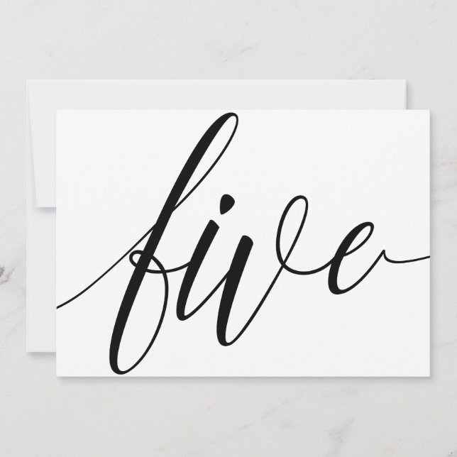 Wedding Table Numbers - Luxe Typography - Black 5 (Front)