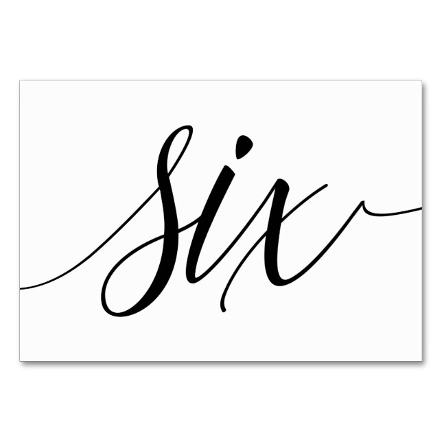 Wedding Table Numbers - Luxe Typography (Black) 6 (Front)