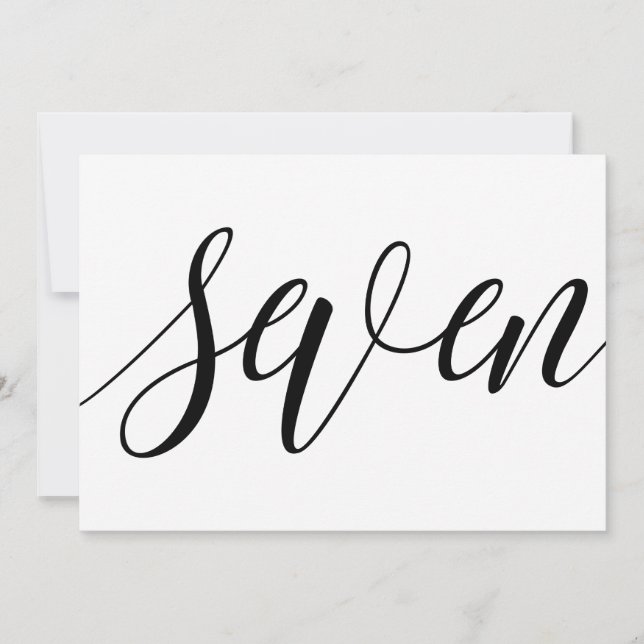 Wedding Table Numbers - Luxe Typography - Black 7 (Front)