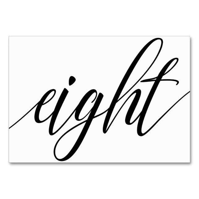 Wedding Table Numbers - Luxe Typography (Black) 8 (Front)