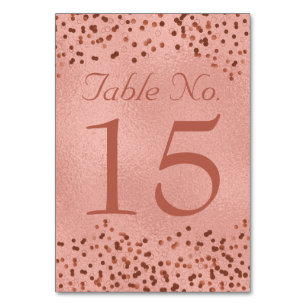 Wedding Table Numbers Rose Gold Foil Confetti Dots